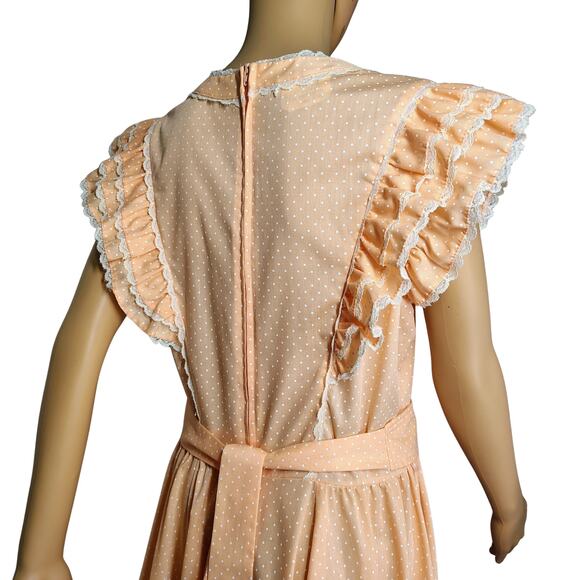 70s Jeri Bee Belted Rockabilly Prairie Square Dance Ruffle Layered Dress Size 16 - Picture 9 of 13